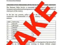 Attention, le communiqué qui circule n’émane pas du service de la police nationale du Kenya